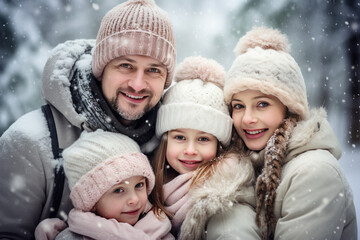 Fototapeta na wymiar happy family on winter holidays