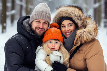 Fototapeta premium happy family on winter holidays