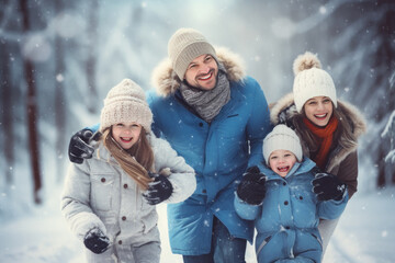 happy family on winter holidays