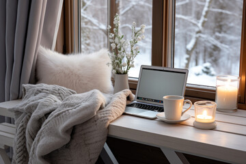 home office on winter