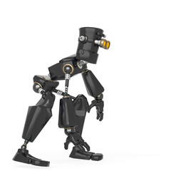 Fototapeta premium old fashion robot cartoon on crouch pose in side view