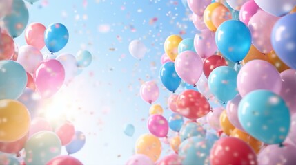 Background of a birthday celebration with a balloon border