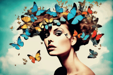 beauty woman with butterfly beauty woman with butterfly portrait of beautiful young woman with butterfly