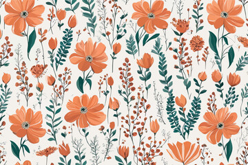 floral seamless pattern with hand drawn flowers. vector illustration. floral seamless pattern with hand drawn flowers. vector illustration. watercolor seamless pattern with flowers and leaves. hand pa