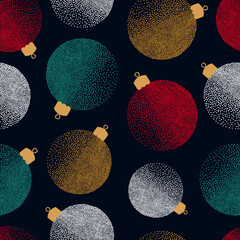 Christmas balls seamless pattern. Holiday background, wrapping paper or fabric design - 661207326