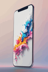 modern smart phone with blank screen on white marble surface. 3d rendering. modern smart phone with blank screen on white marble surface. 3d rendering. 3d rendering of a smartphone with a splash on a 