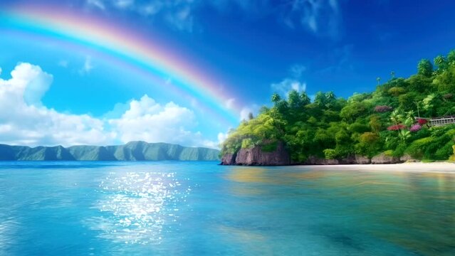 a rainbow on beautiful lake with pure water nature video background looping for live wallpaper 