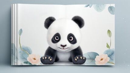 Obraz premium A book with a picture of a panda bear
