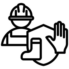 Obraz premium Personal Protective Equipment Outline Icon