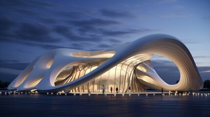 Curve roof, parametric architecture design - obrazy, fototapety, plakaty