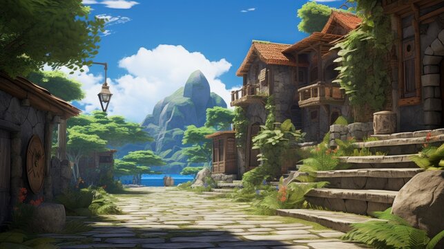 Walking the cobblestone road of an ancient Dieselpunk jungle village