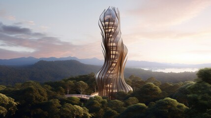 Award winning contemporary architecture tower inspired by wathaurong indigenous art - obrazy, fototapety, plakaty