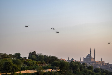 landscape of al azhar park and green nature grass in cairo egypt on daylight