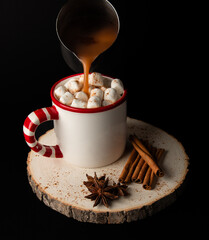 Hot chocolate christmas on a black background