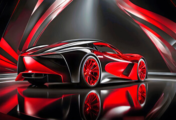 Beautiful modern abstract car design in neon light