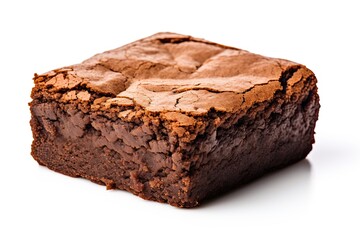 Single, mouthwatering brownie, isolated against a pristine white background
