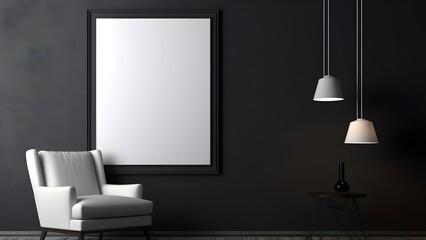 Sleek Interior Setting with Poster Frame Mockup, 3D Render -  generative KI