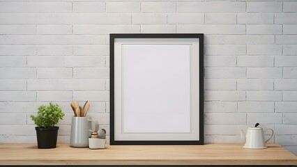 Sleek Interior Setting with Poster Frame Mockup, 3D Render -  generative KI