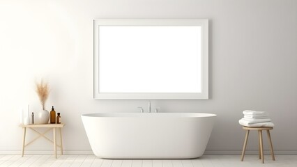 Sleek Interior Setting with Poster Frame Mockup, 3D Render -  generative KI