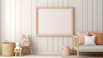 Sleek Interior Setting with Poster Frame Mockup, 3D Render -  generative KI