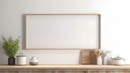 Obraz premium Sleek Interior Setting with Poster Frame Mockup, 3D Render - generative KI