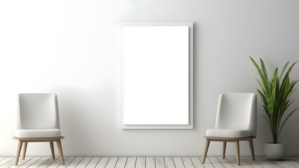 Sleek Interior Setting with Poster Frame Mockup, 3D Render -  generative KI