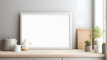 Contemporary Room Design with Frame Mockup, 3D Render - generative KI