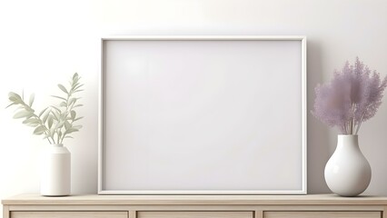 Contemporary Room Design with Frame Mockup, 3D Render - generative KI