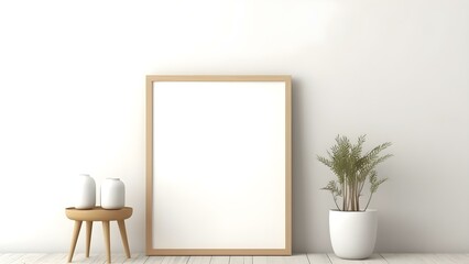 Contemporary Room Design with Frame Mockup, 3D Render - generative KI