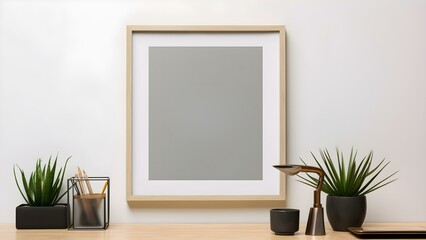 Contemporary Room Design with Frame Mockup, 3D Render - generative KI