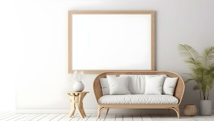 Contemporary Room Design with Frame Mockup, 3D Render - generative KI