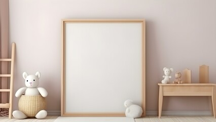 Contemporary Room Design with Frame Mockup, 3D Render - generative KI