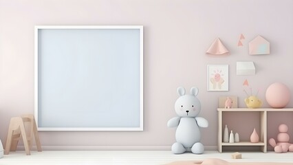 Contemporary Room Design with Frame Mockup, 3D Render - generative KI