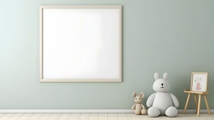 Contemporary Room Design with Frame Mockup, 3D Render - generative KI