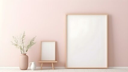 Contemporary Room Design with Frame Mockup, 3D Render - generative KI