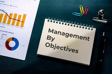 There is notebook with the word Management by Objectives. It is as an eye-catching image.