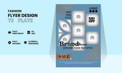 Premium fashion collection flyer layout. A4 size vector illustrated template for showcase your product.