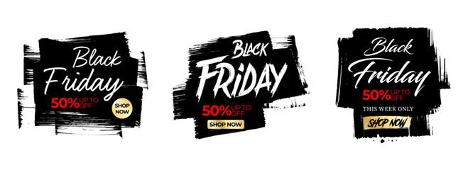 Black friday labels for advertising and promotion. Banner template for social media designs.