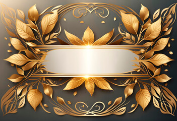  Luxury Premium vector wedding card design with golden leaves