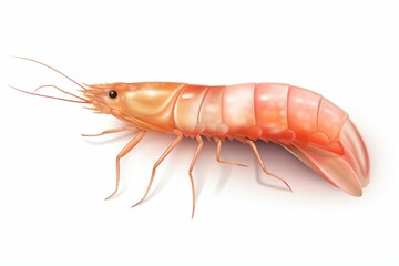 Realistic shrimp illustration isolated on white background. Generative AI