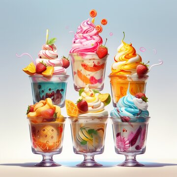 Colorful and whimsical ice cream sundaes
