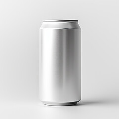 Silver can drink can on a white background