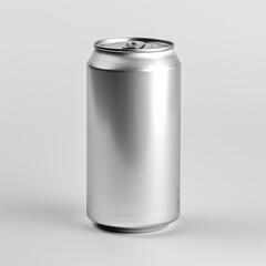 Silver can drink can on a white background