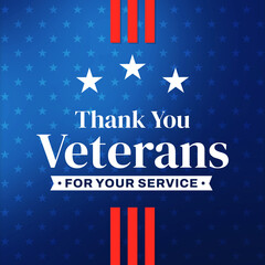 Thank you veterans for your service background design with patriotic colors and shapes