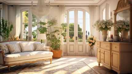Fototapeta premium Large living room of a luxurious country house