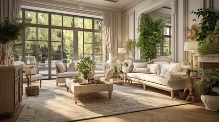 Fototapeta premium Large living room of a luxurious country house