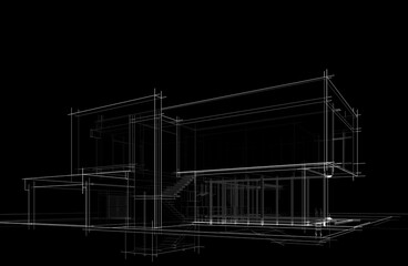 Fototapeta na wymiar House sketch architectural 3d rendering
