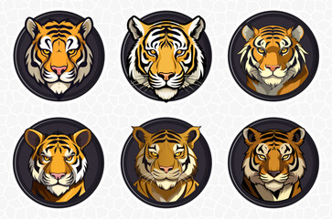 Luxury tiger logo collection, tiger head mascot, abstract tiger logo set, vector design