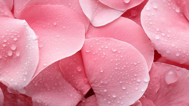 A close-up of dew-covered rose petals
