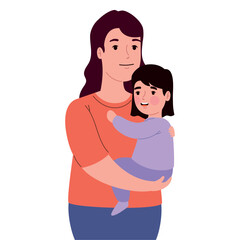 mother hugging daughter